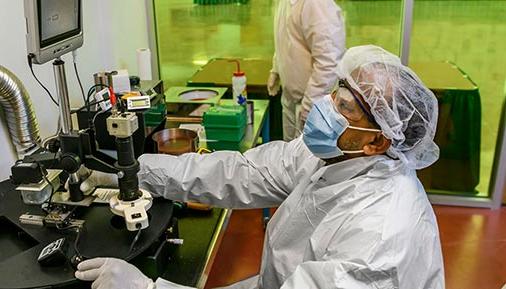 Semiconductor student in clean room